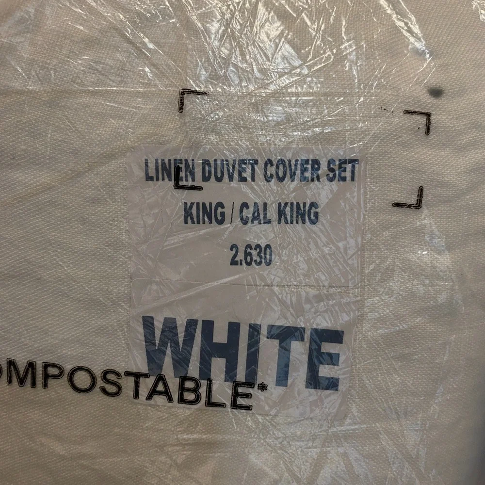 Quince European Linen Duvet Cover Set with Shams King/Cal King Size White NWT